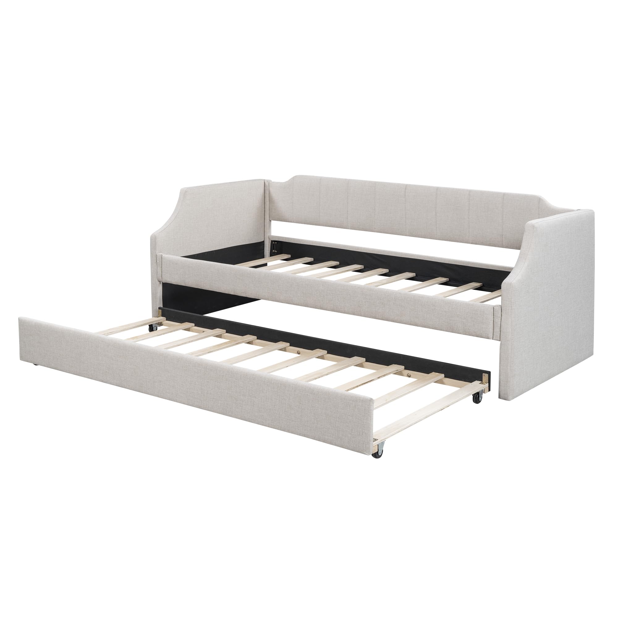 Dolamaní letto imbottito beige 90x200 con letto ospiti