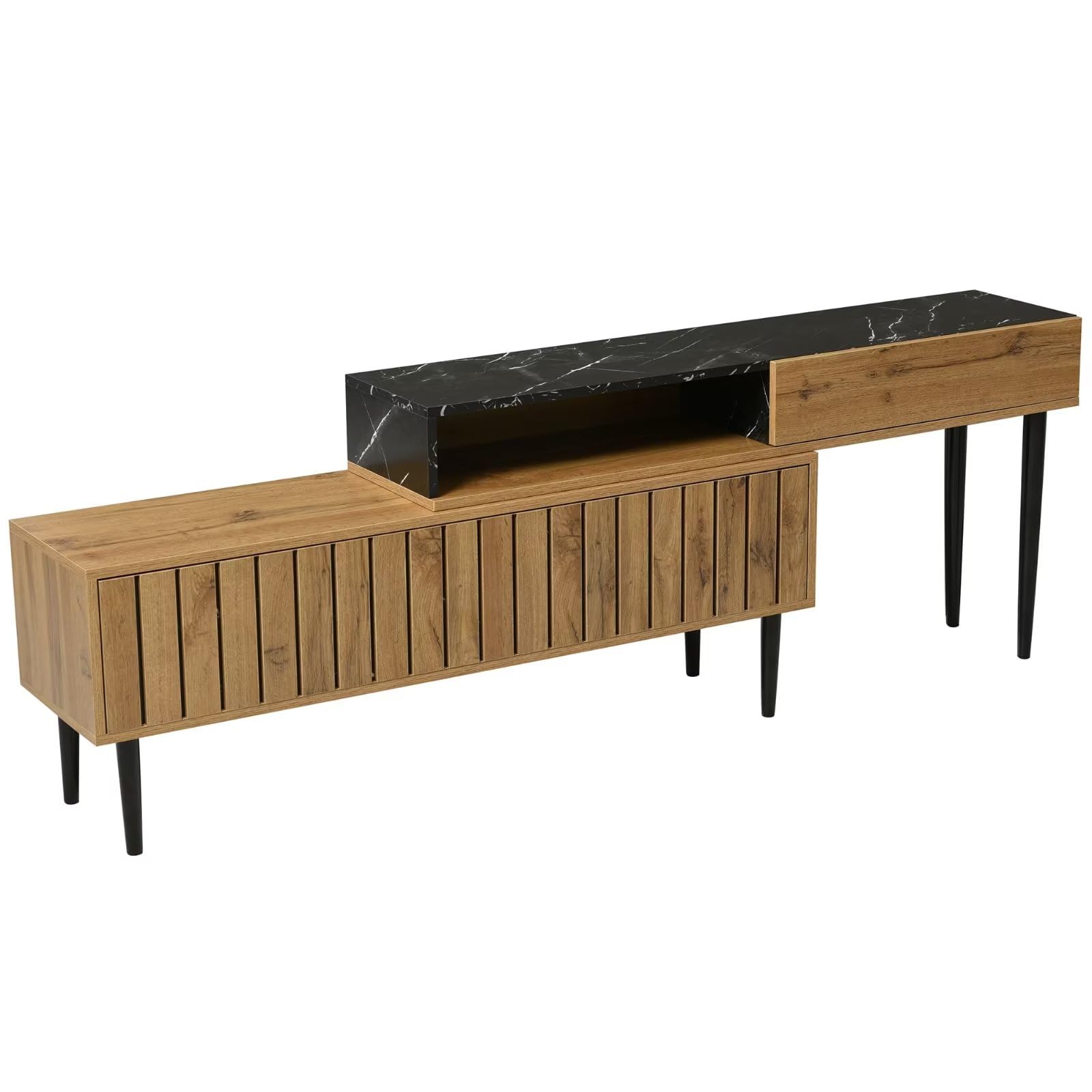 Dolamaní Mobile TV 129 cm Legno Scuro Effetto Marmo Ferro