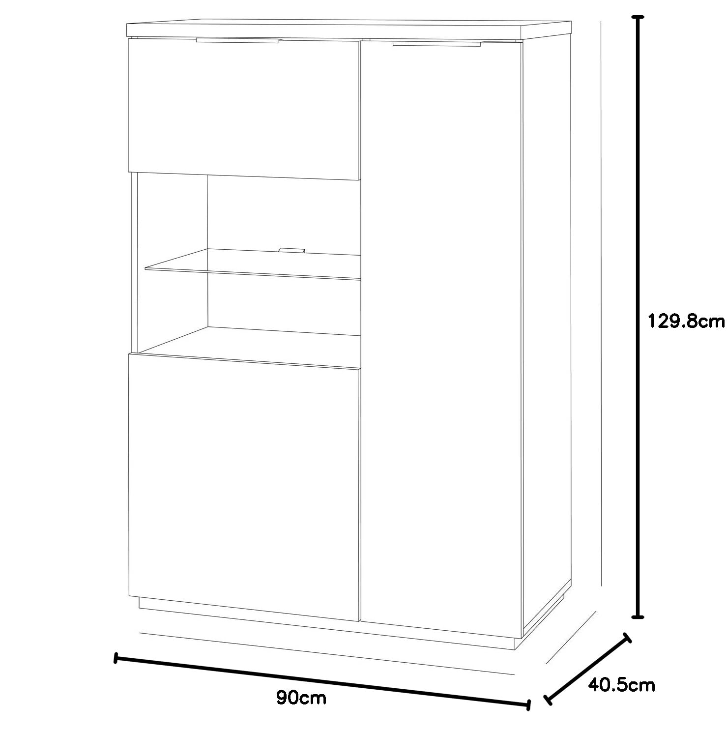 Composad Mundi Credenza 2 Ante 90 cm Rovere Bianco Vetro
