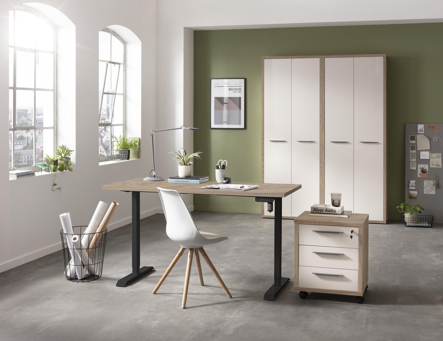 Composad Energia scrivania regolabile 150x69 rovere sonoma nero elettrica