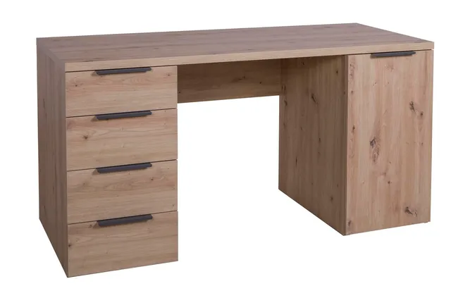 Composad Espresso Scrivania Ufficio 4 Cassetti 1 Anta Rovere Miele 140 cm