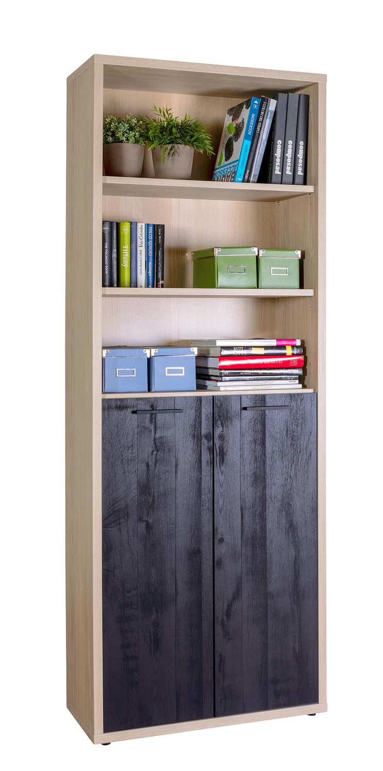 Composad Davinci Libreria 2 Ante 3 Vani Rovere Nero