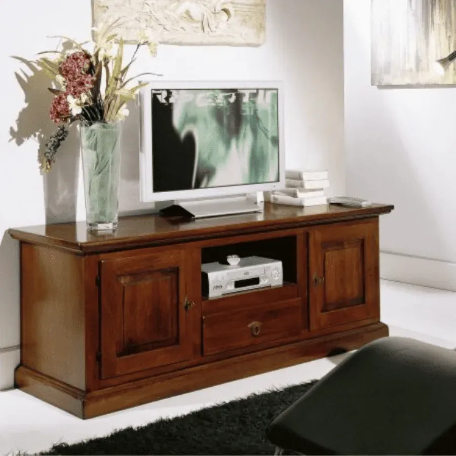 Epocantica Noce porta TV massello 160 cm arte povera