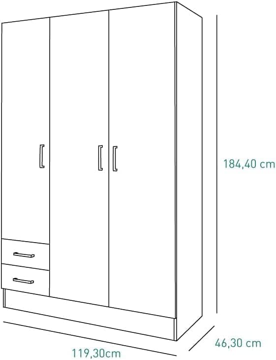 COMPOSAD Facile armadio 3 ante 2 cassetti rovere sonoma