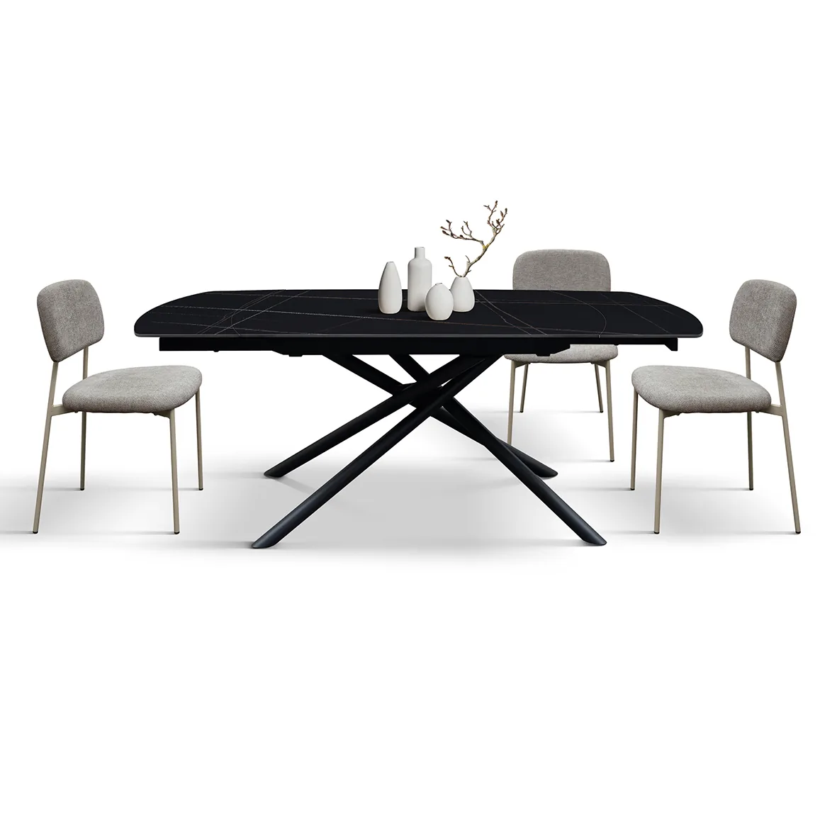 Epocantica Nero Sahara tavolo allungabile ceramica base croce