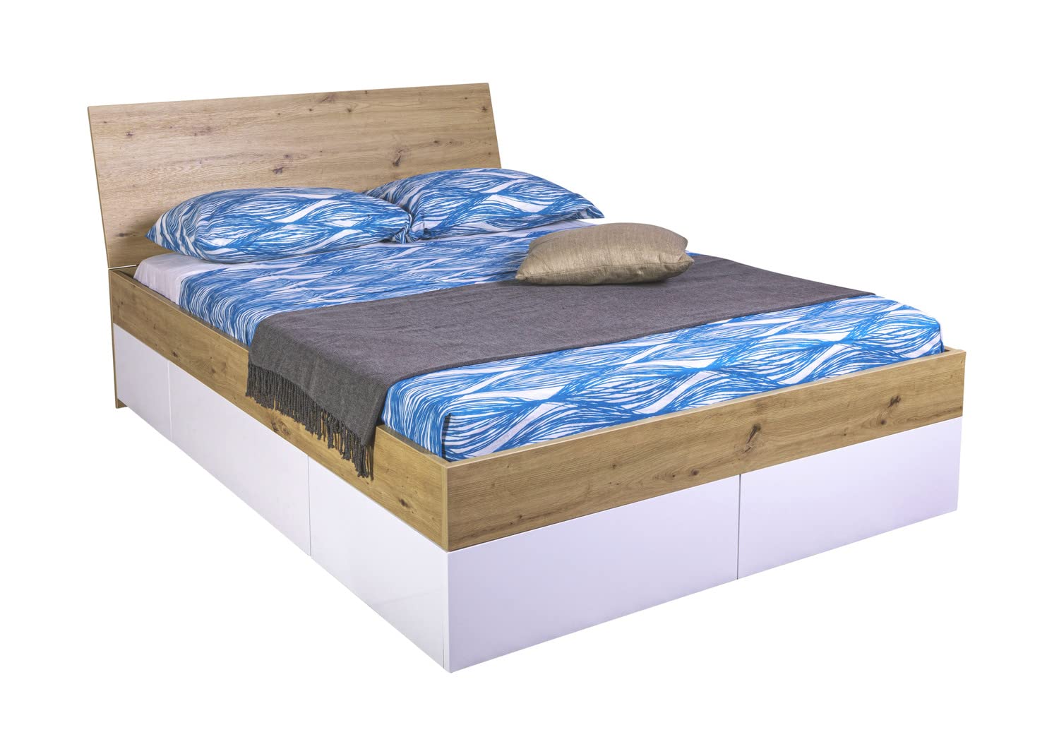 Composad Globo letto queen size con 4 cassetti rovere bianco