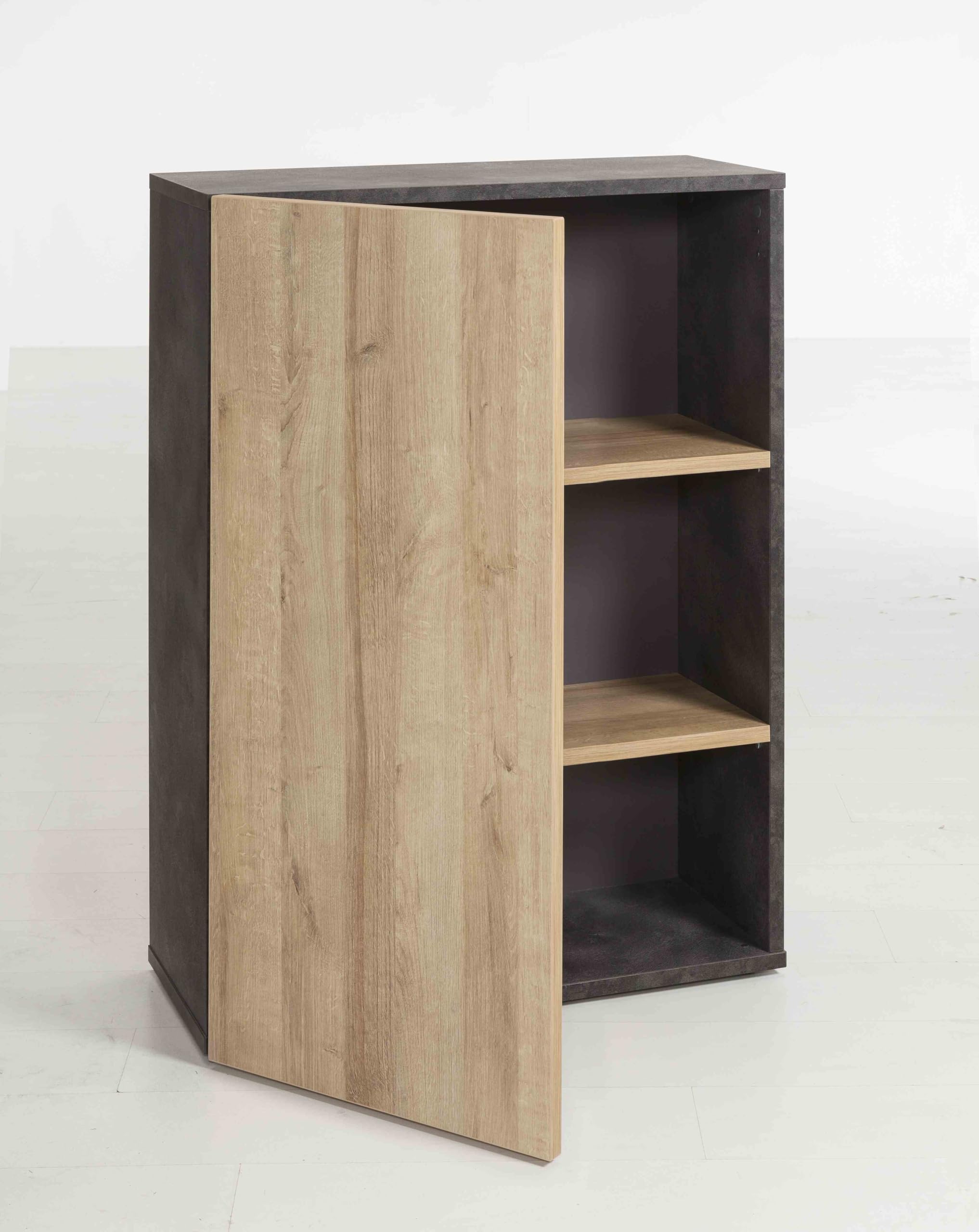 COMPOSAD Core Libreria Bassa 1 Anta 3 Vani Rovere Grigio 80 cm