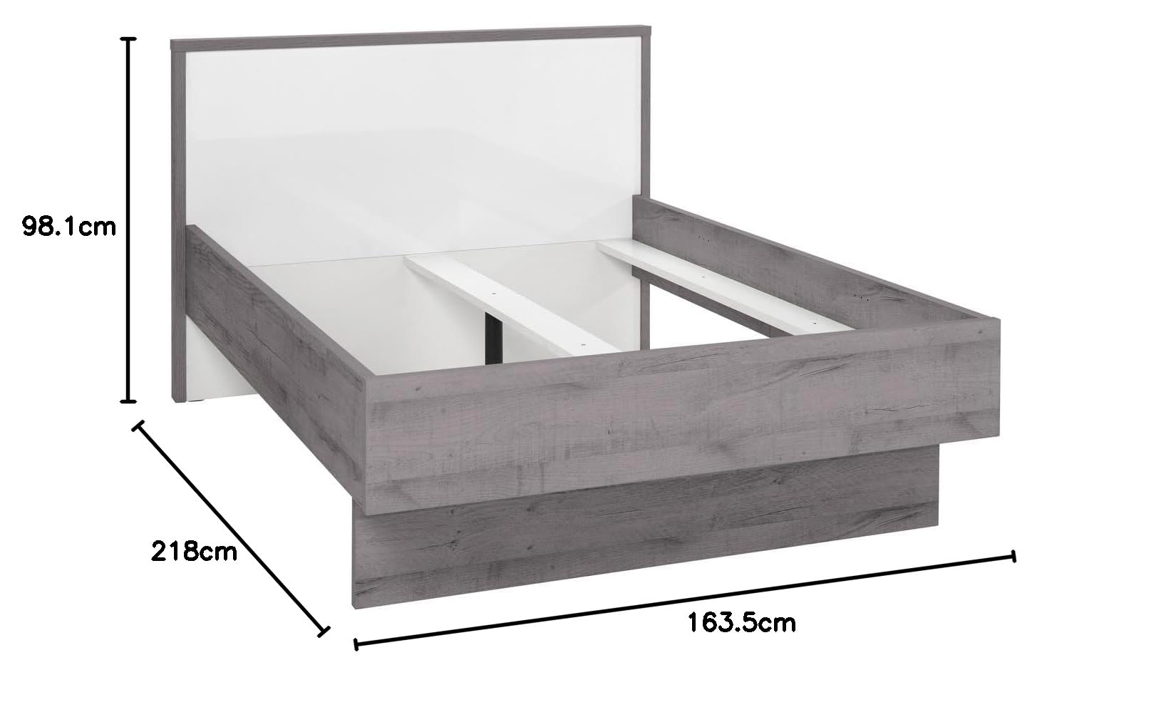 Composad Letto Matrimoniale Francese 163 cm Bianco Rovere Senza Materasso