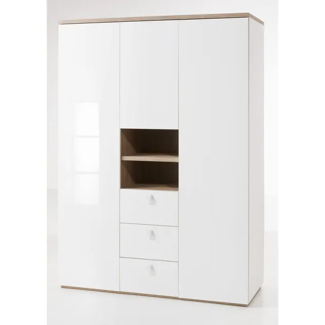 Composad Globo Armadio 3 Ante 3 Cassetti 150 Rovere Bianco
