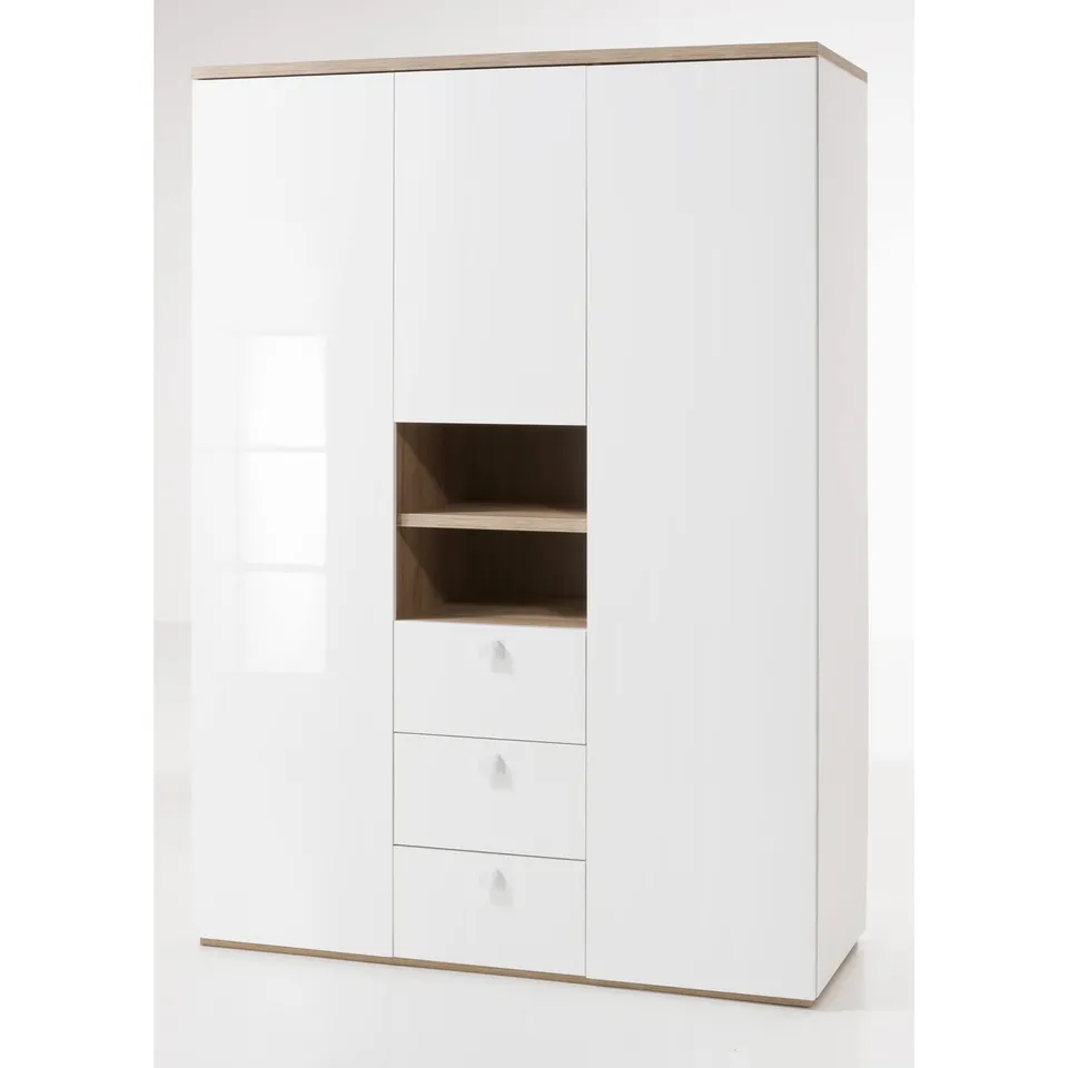 Composad Globo Armadio 3 Ante 3 Cassetti 150 Rovere Bianco