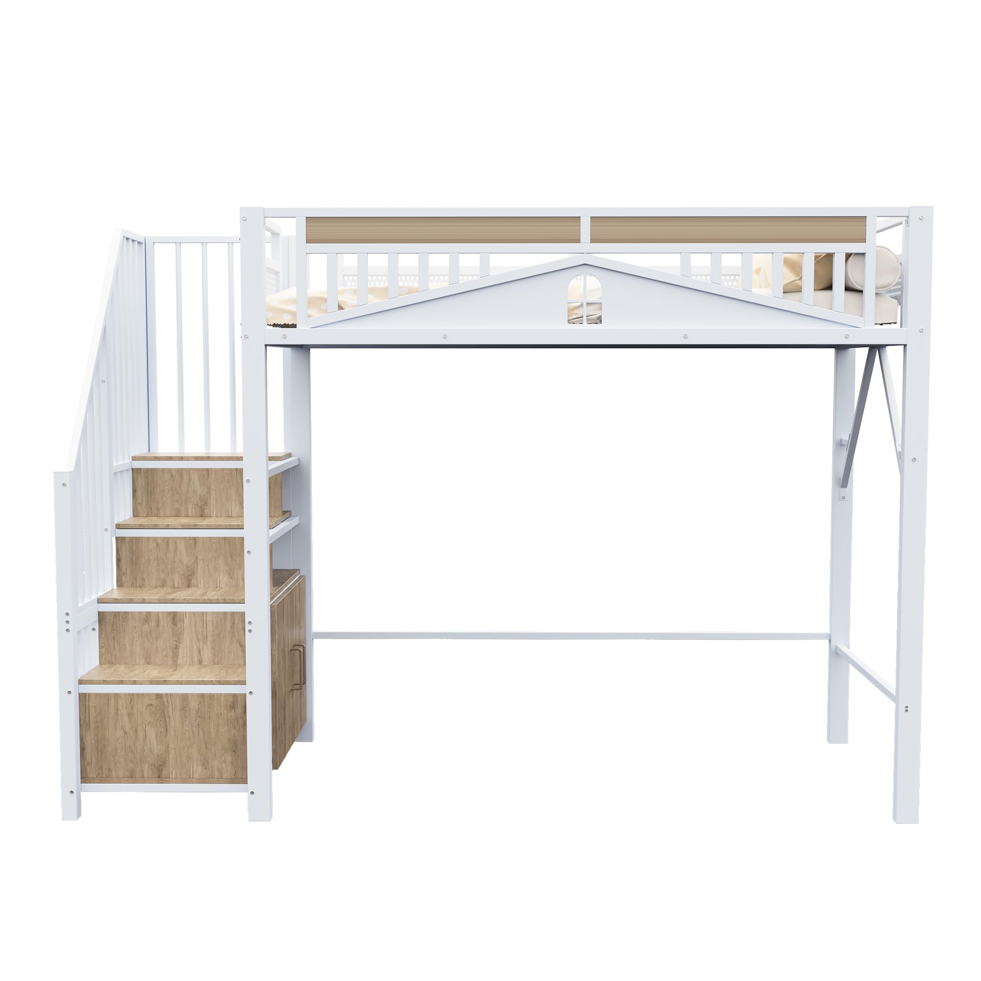 Dolamani Bianco B Letto a Soppalco Metallo 90x200 cm