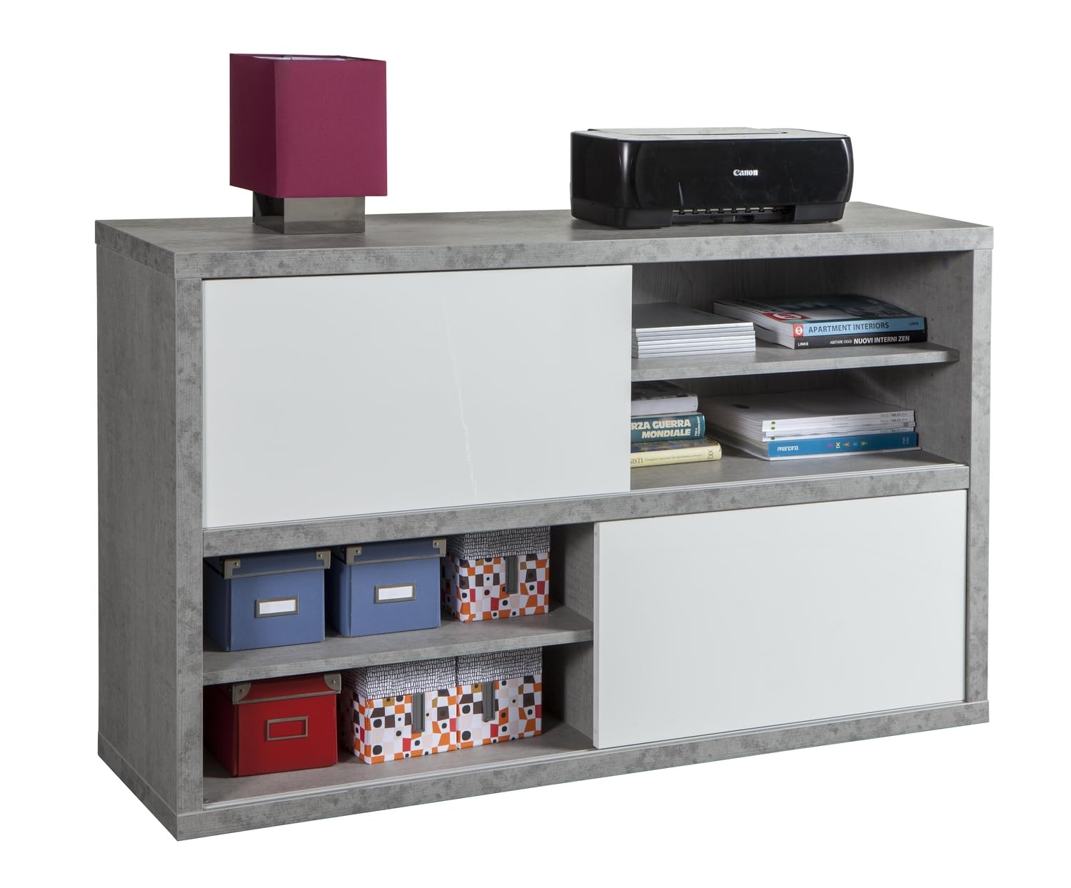 Composad Pratico Mobile Ante Scorrevoli Cemento Bianco 140 cm