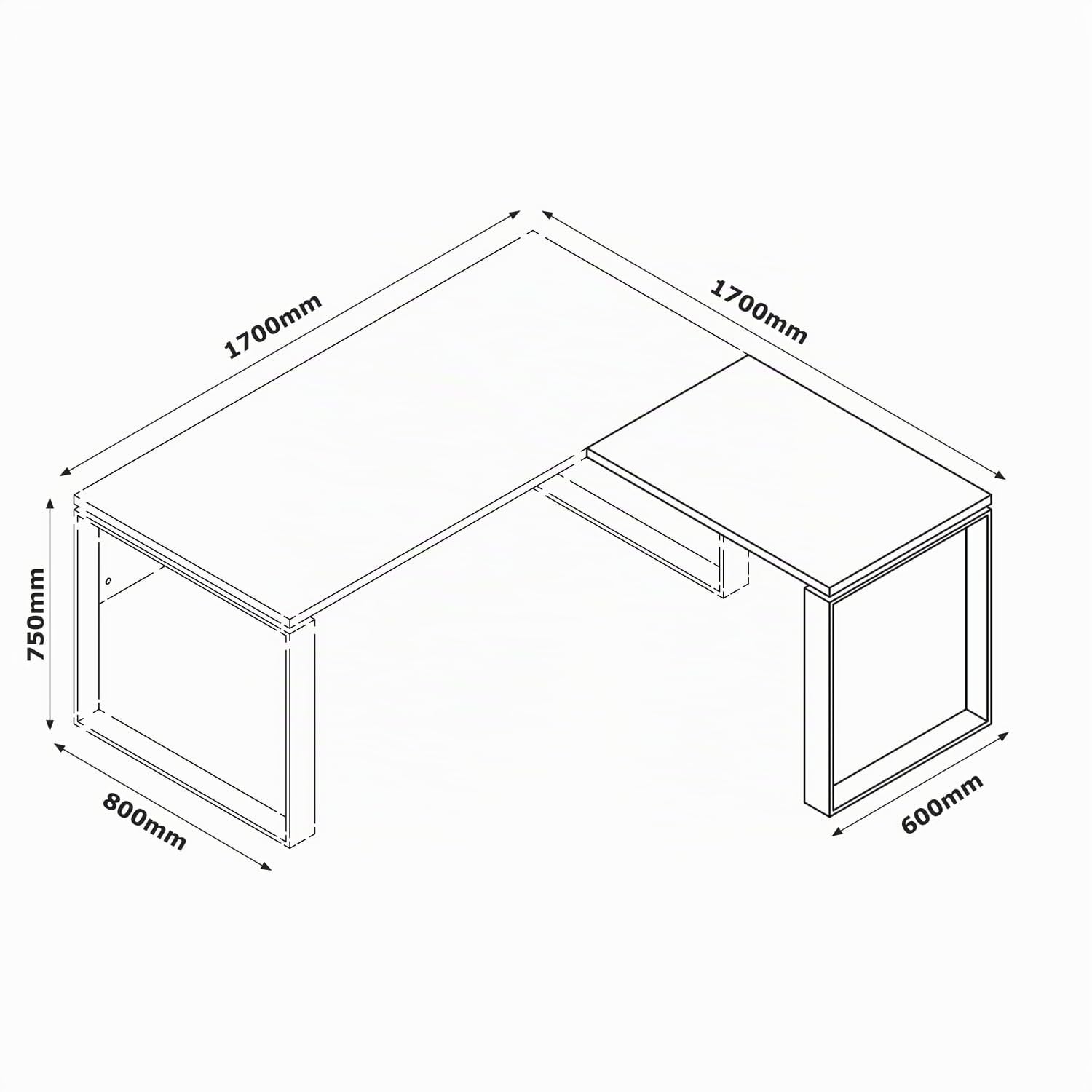 COMPOSAD Disegno Scrivania Angolare K04 Bianco 170 con Cassettiera
