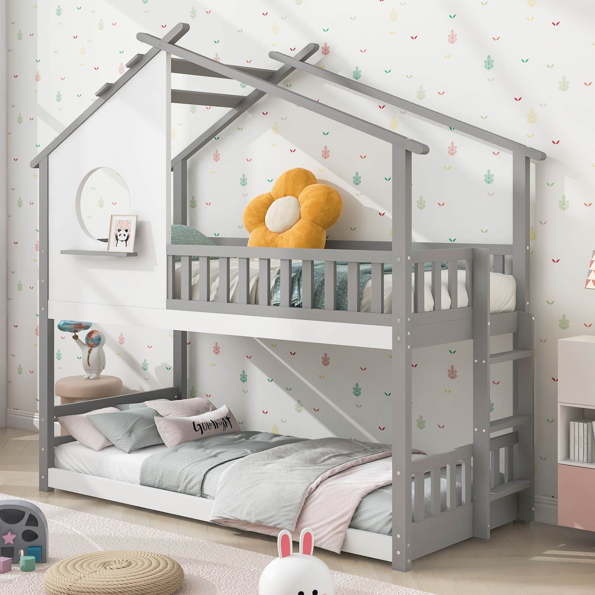 Dolamaní Letto a castello bambini 90x200 grigio bianco