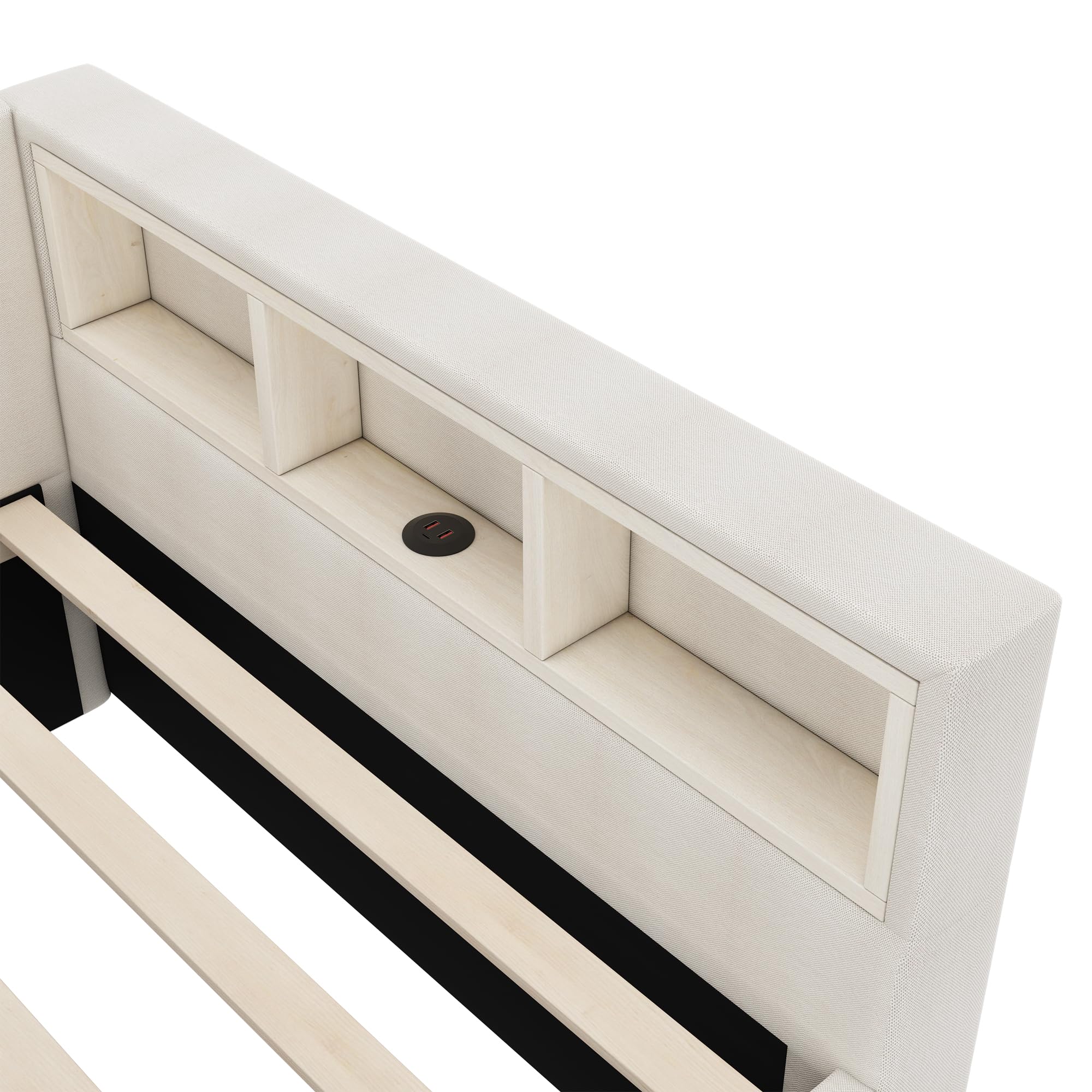 Dolamaní Letto Beige A 90x200 con Cassetti LED Lino
