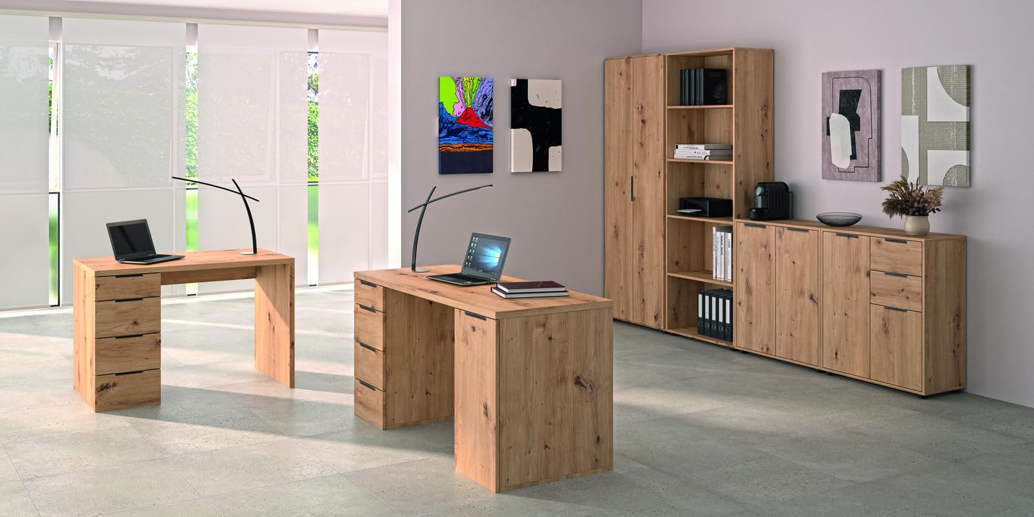 Composad Espresso scrivania 110 cm rovere mielato 4 cassetti