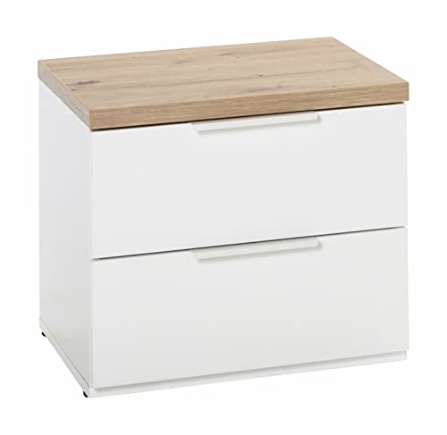 Composad Mundi Bedroom comodino 2 cassetti bianco rovere miele