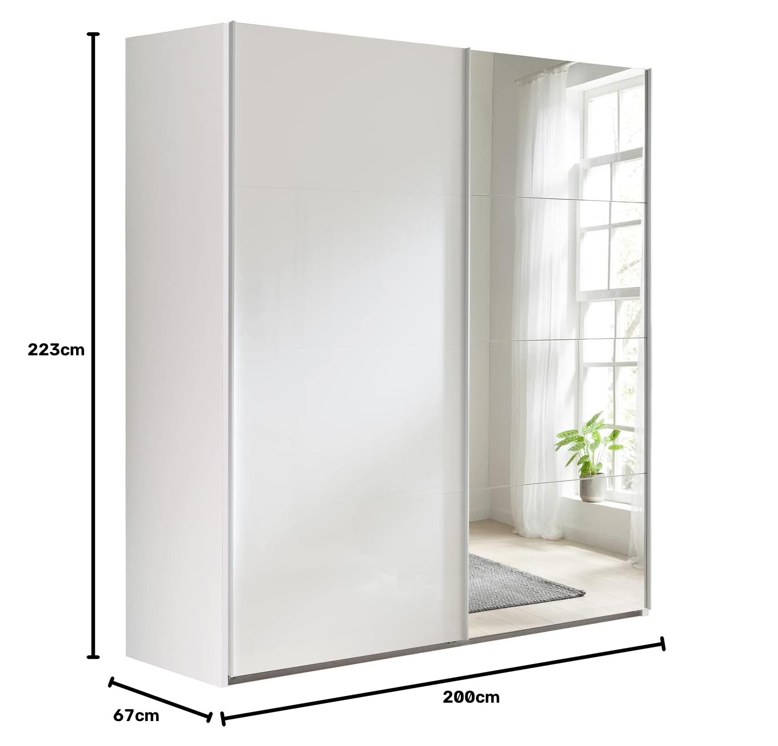 Composad Systema Armadio 2 Ante Scorrevoli 200 cm Bianco Specchio