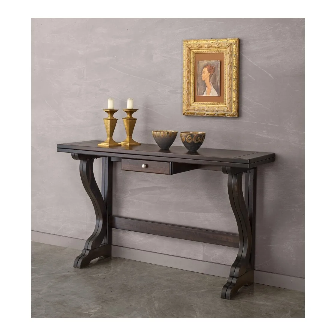 Epocantica tavolo consolle 140 apribile cassetto legno massello