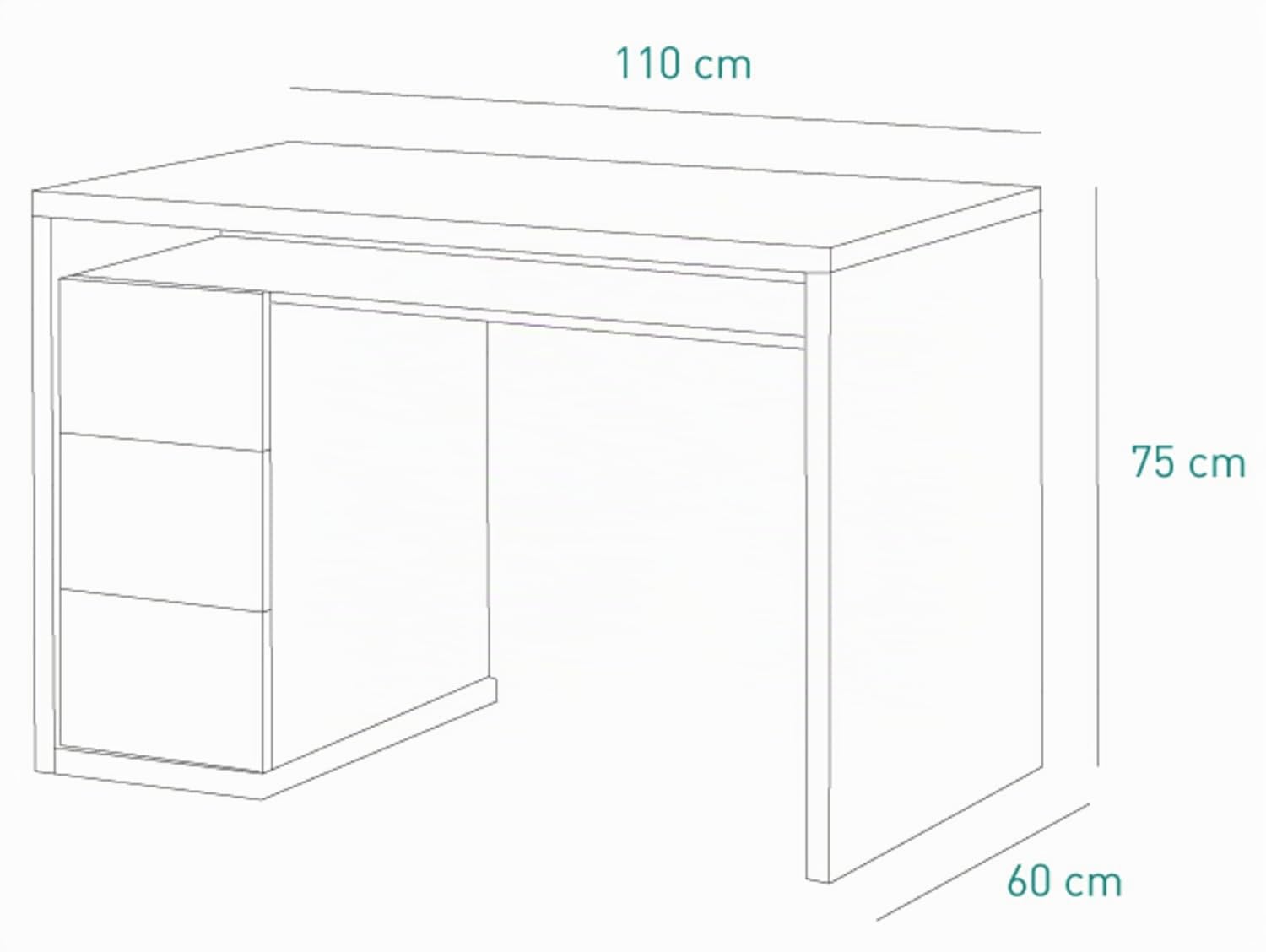 Composad Moneta Scrivania 3 Cassetti Bianco 110 cm