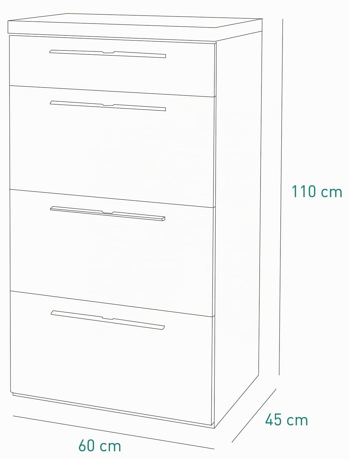 COMPOSAD Cassettiera Momenti 4 cassetti bianco rovere
