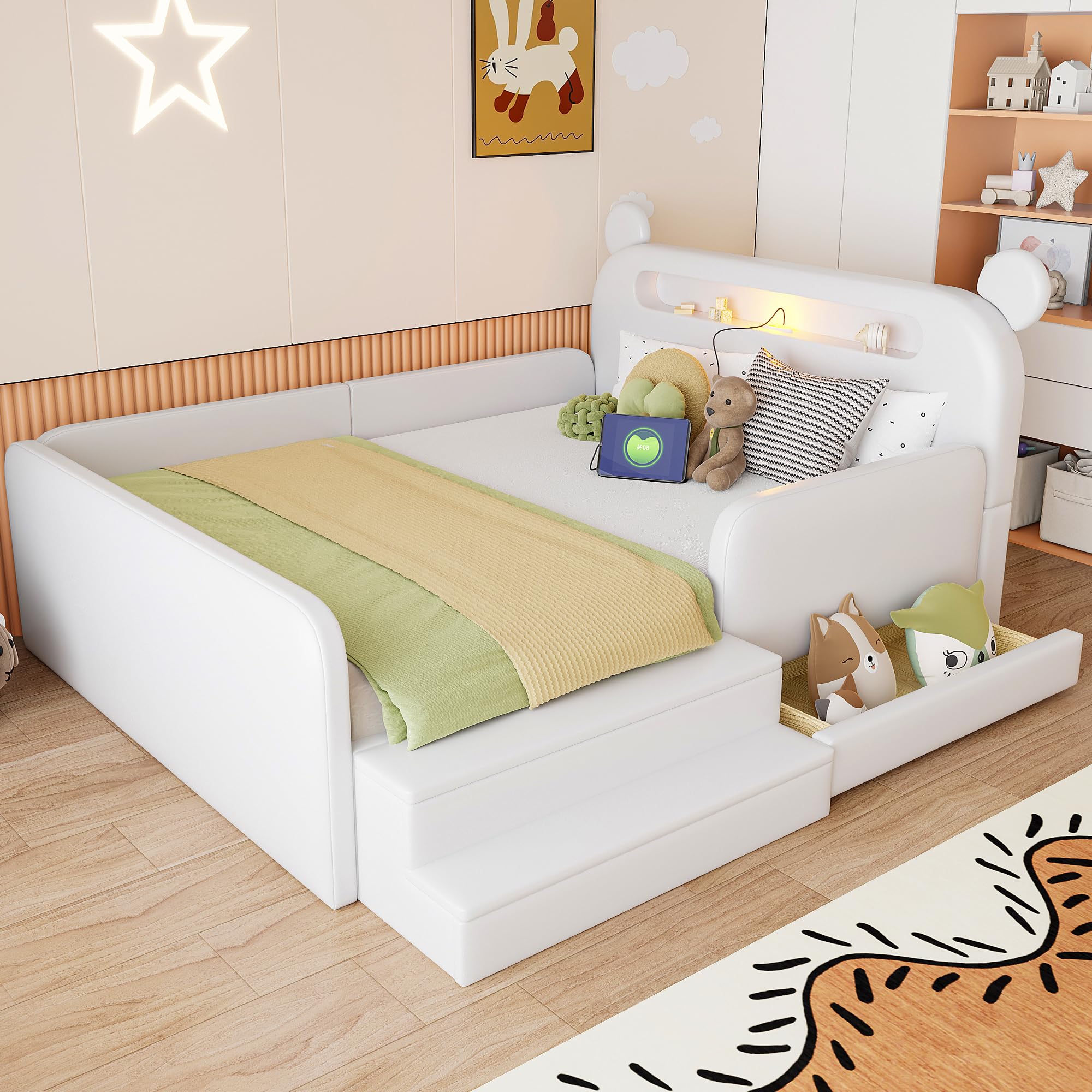 Dolamaní Letto Bambini Orso 140x200 Bianco Ecopelle