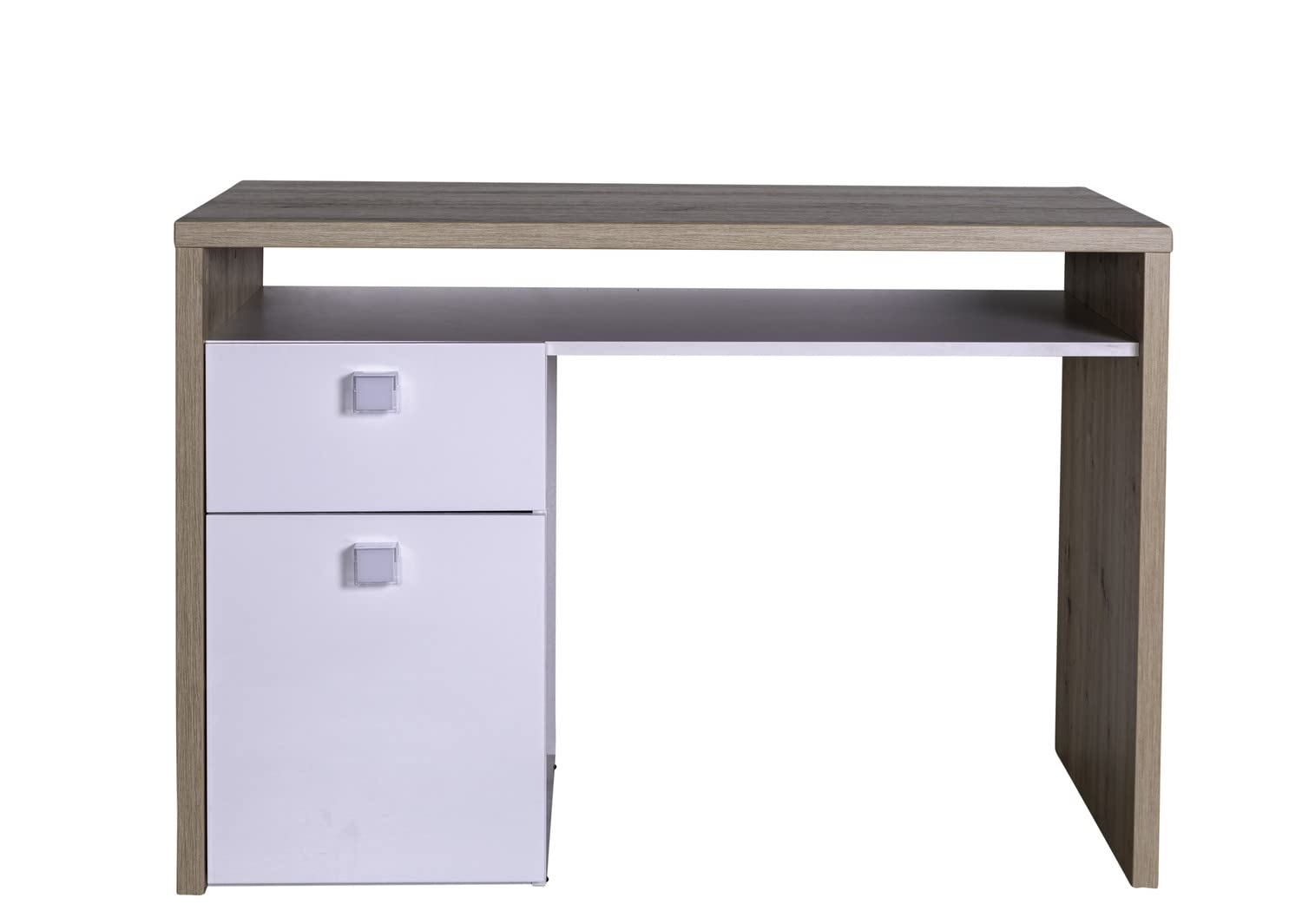 Composad Globo scrivania 1 cassetto rovere bianco