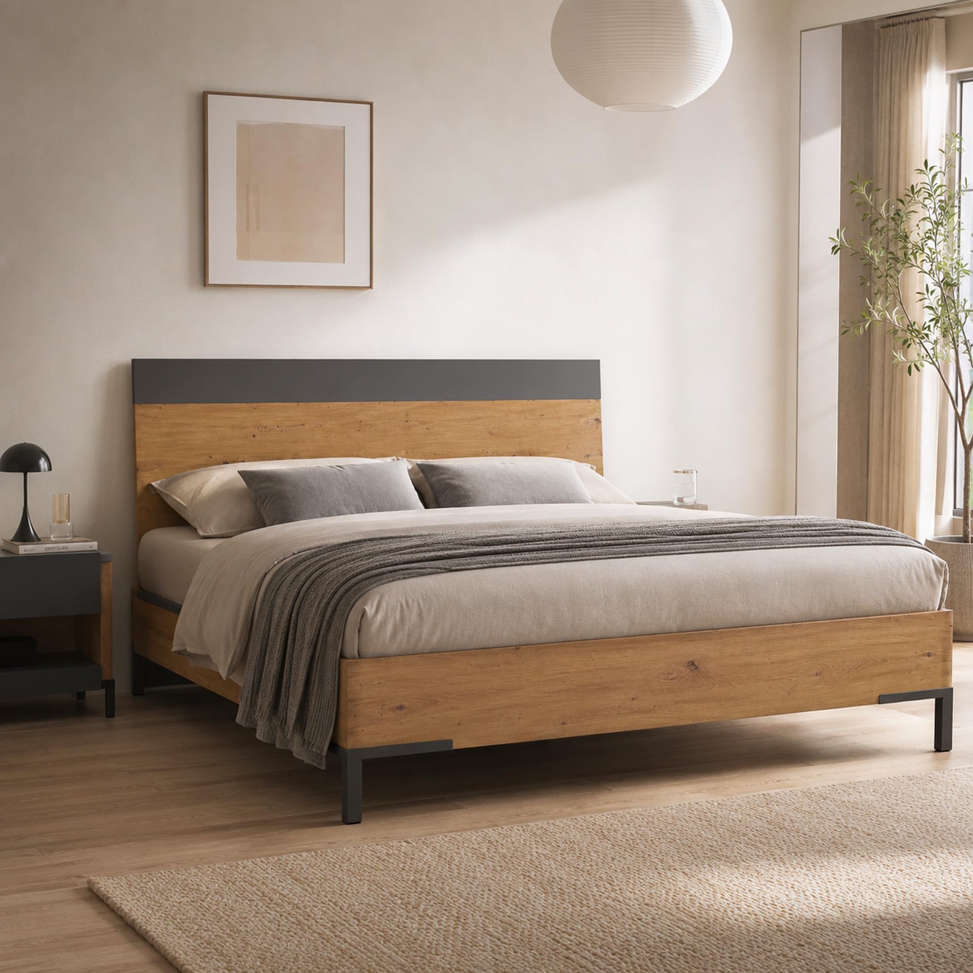 Composad Sposami Letto King Size Grigio Titanio Rovere
