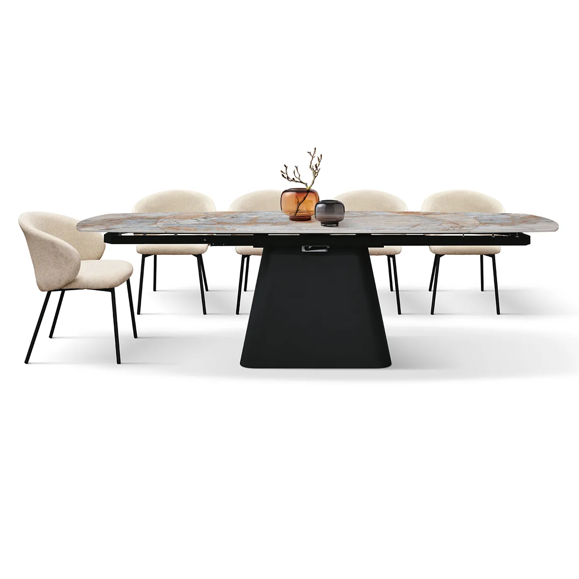 Epocantica tavolo allungabile ceramica terra nova base nera