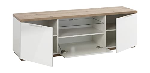 Composad Mundi 2 Ante 1 Ribalta Mobile Porta Tv Rovere Bianco LED