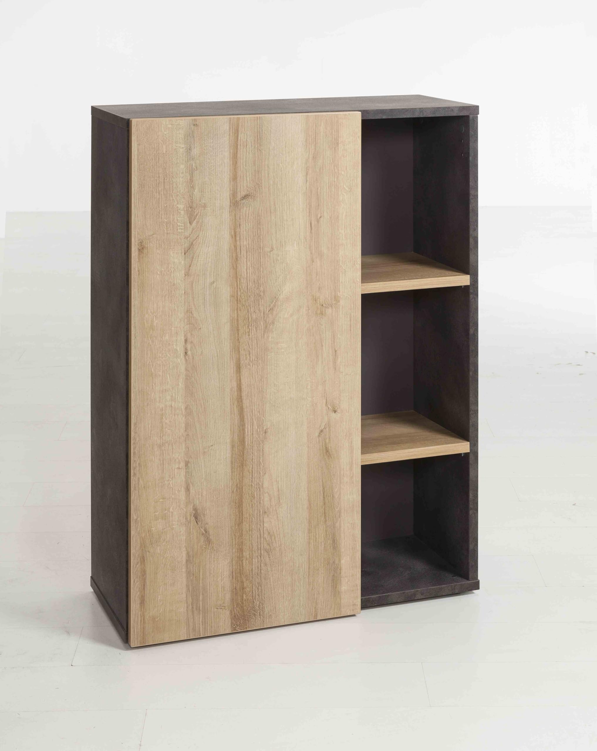 COMPOSAD Core Libreria Bassa 1 Anta 3 Vani Rovere Grigio 80 cm