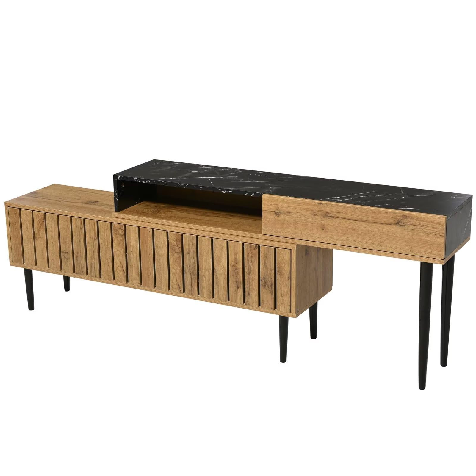 Dolamaní Mobile TV 129 cm Legno Scuro Effetto Marmo Ferro