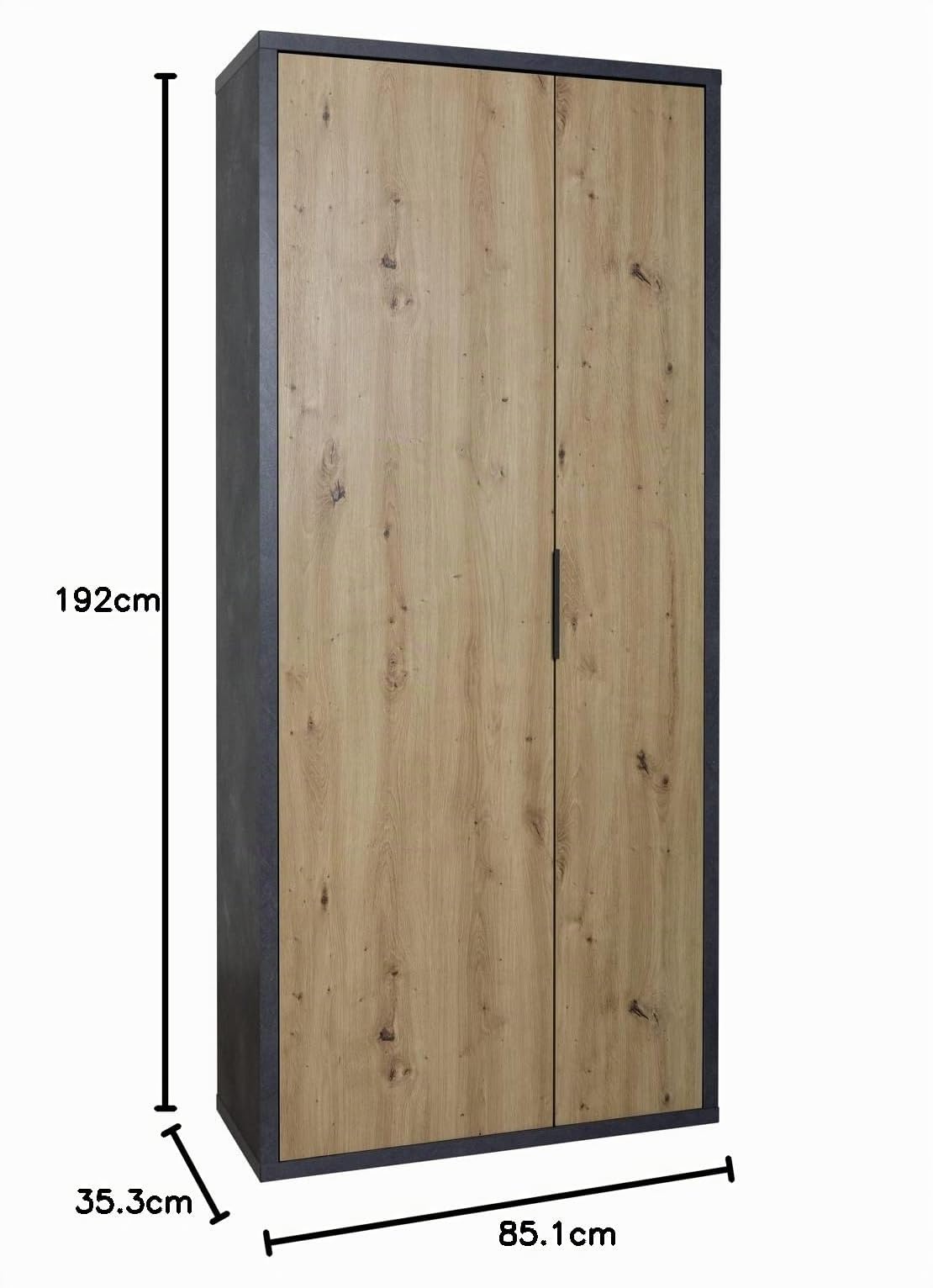 Composad Segno Armadio 2 Ante 6 Ripiani Rovere Grigio 85 cm