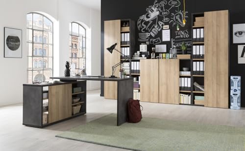 Composad Core Scrivania Angolare 6 Vani Rovere Grigio