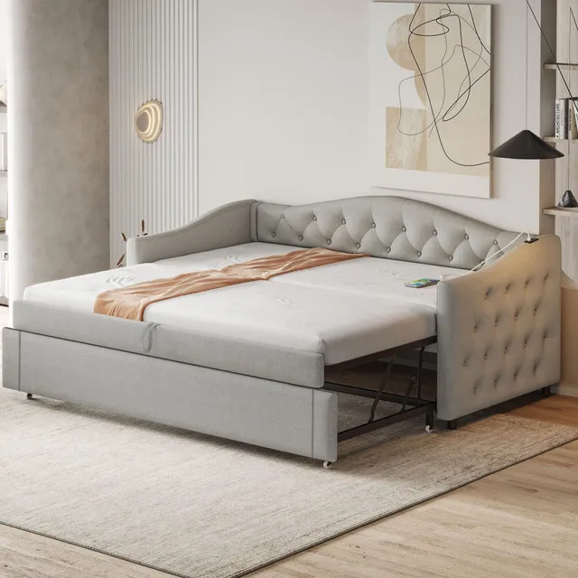 Dolamaní Divano Letto 90/180x200 Grigio Tessuto Lino