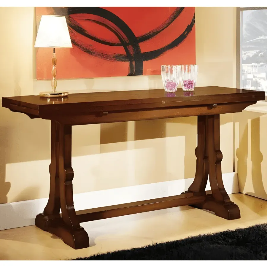 Epocantica Tavolo Consolle Noce Bassano 160x55/110 cm 6 posti