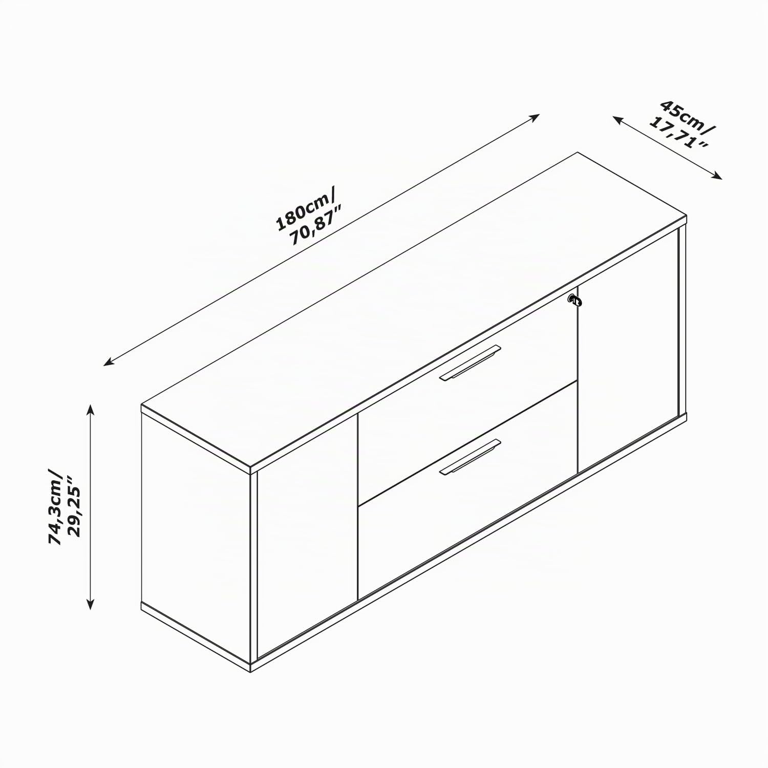 COMPOSAD base multiuso madia bianco rovere 180 cm