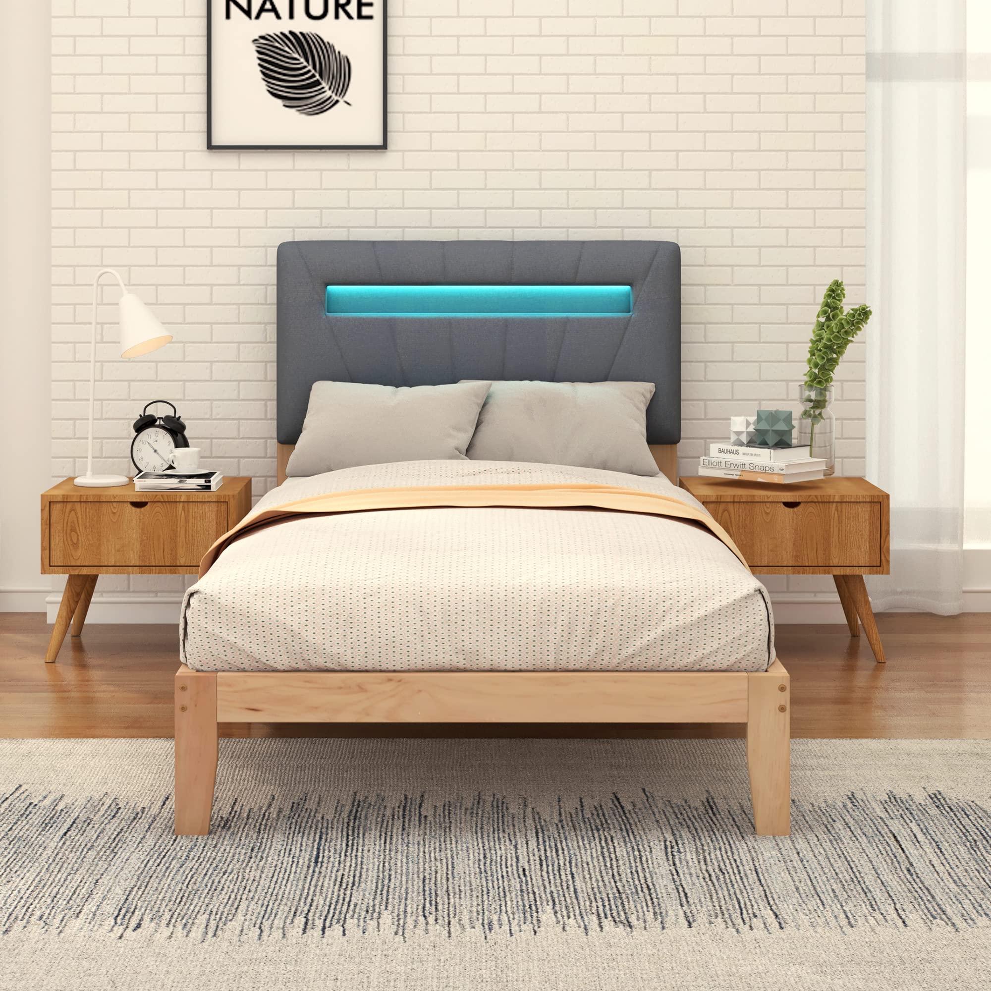 Dolamaní letto singolo 90x200 legno testiera imbottita