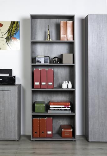 Composad Espresso libreria 4 ripiani grigio cemento 200 cm