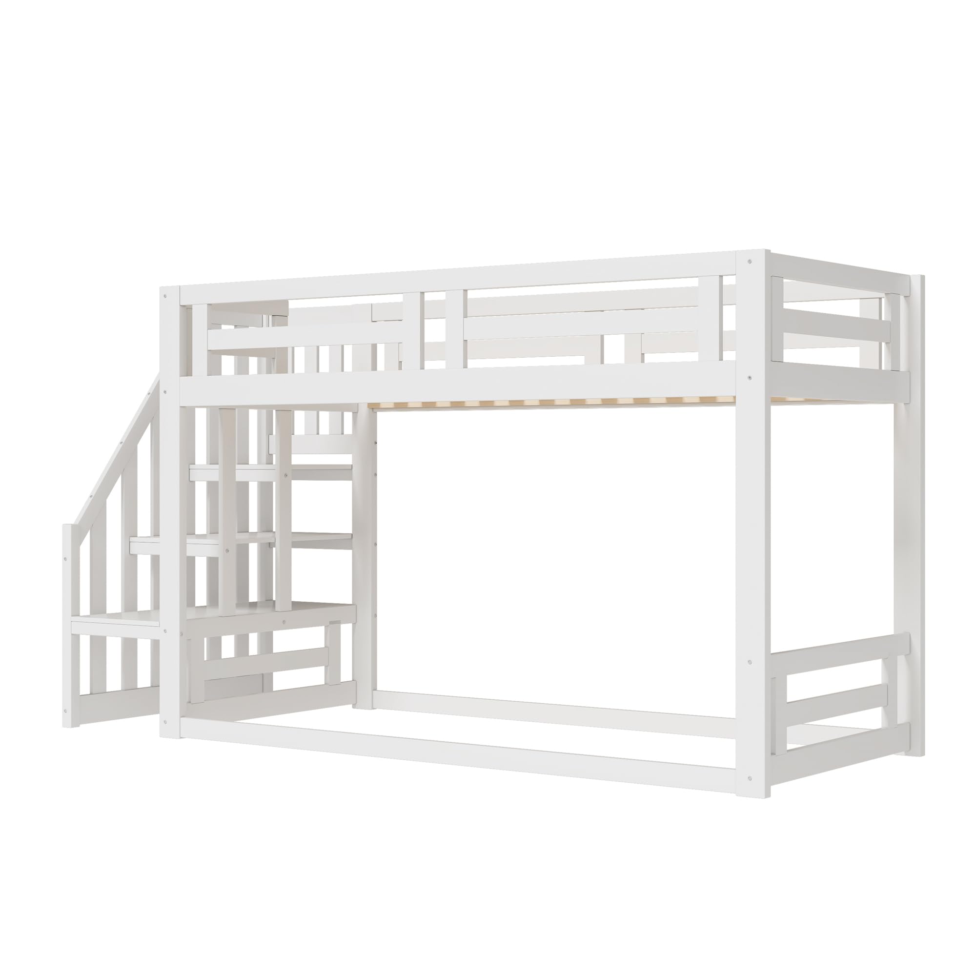Dolamaní Letto a castello 90x200 legno bianco con scala