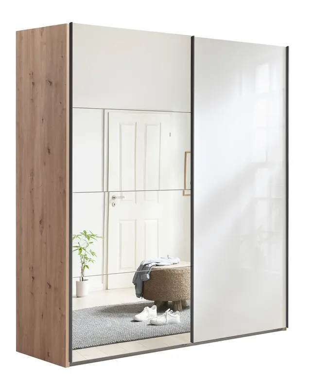Composad Systema armadio 2 ante scorrevoli 200 specchio rovere bianco