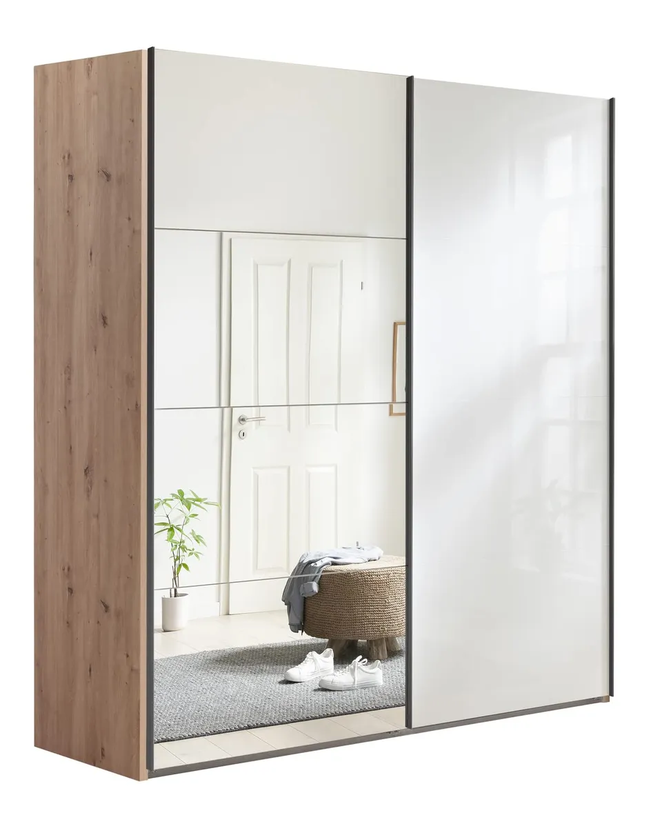 Composad Systema armadio 2 ante scorrevoli 200 specchio rovere bianco