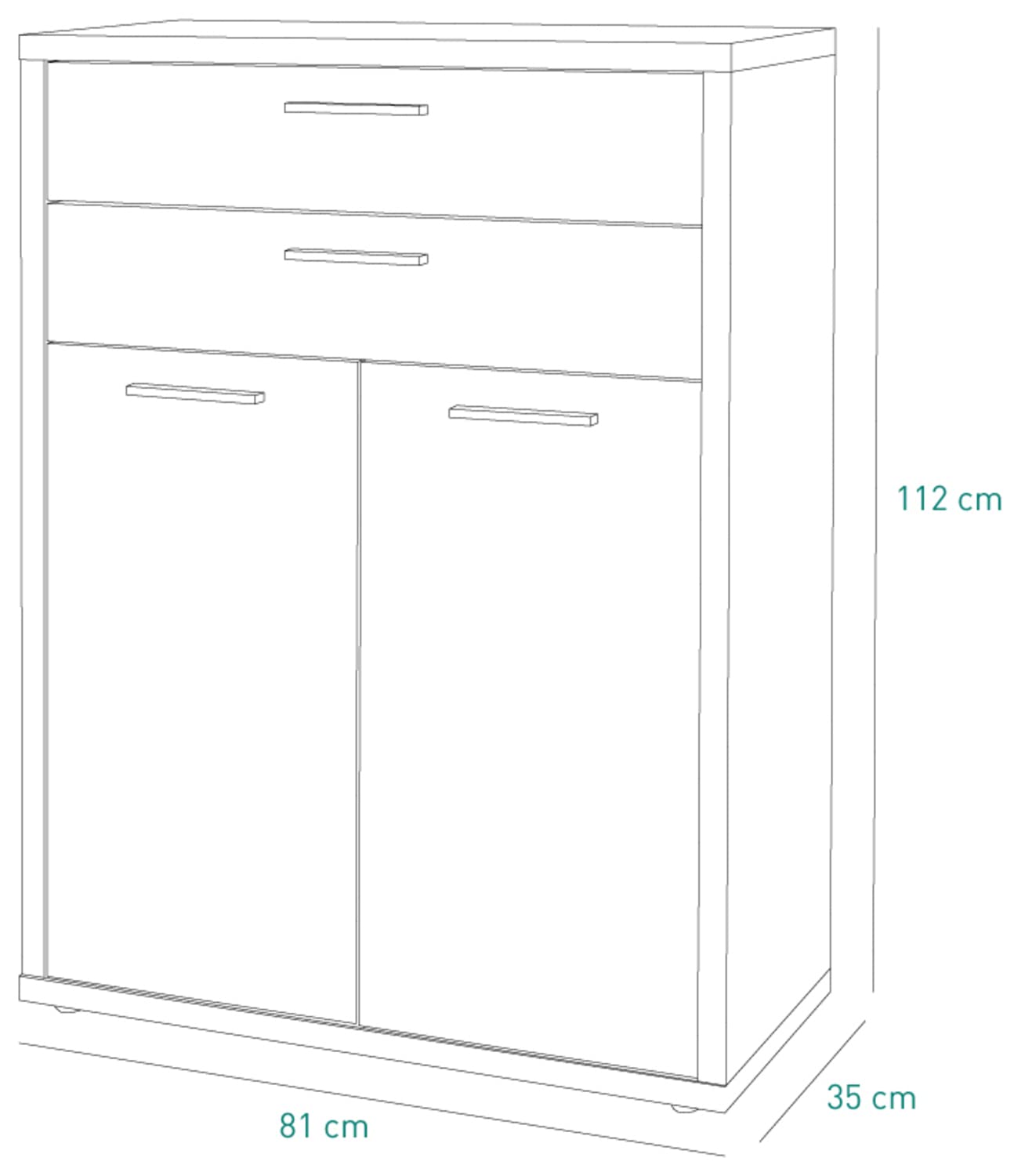 Composad Davinci mobile 2 ante 2 cassetti 81 rovere