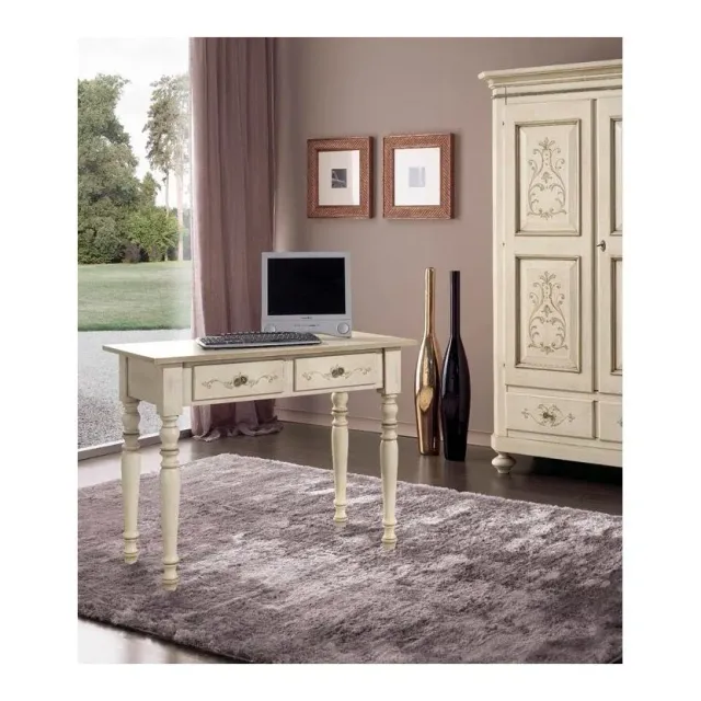 Epocantica Decorato scrittoio 2 cassetti 105 cm avorio
