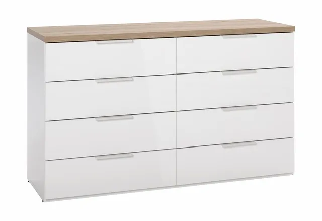 Composad Mundi cassettiera 8 cassetti 136 cm rovere bianco