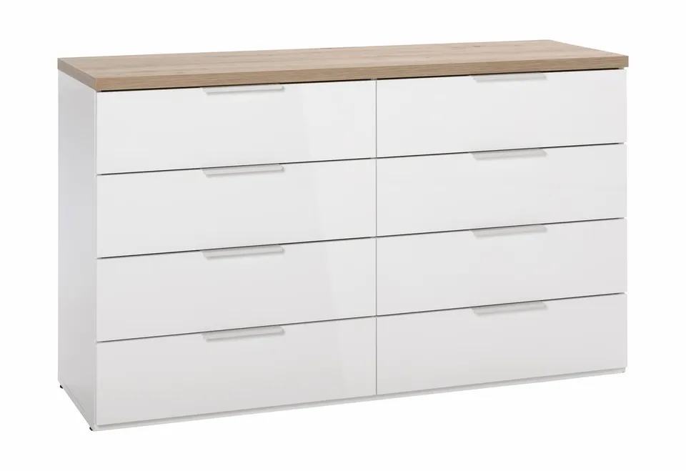 Composad Mundi cassettiera 8 cassetti 136 cm rovere bianco