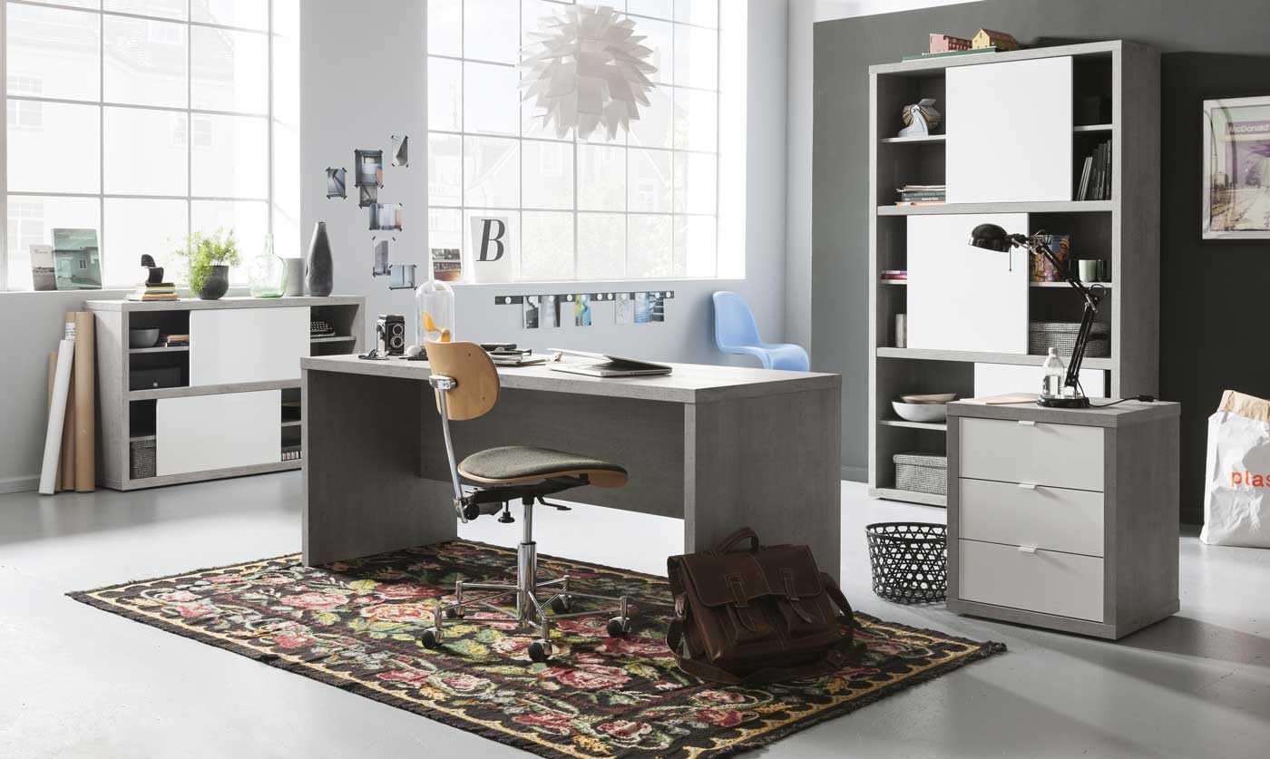 Composad Pratico Scrivania Ufficio Grigio Cemento 180x69 cm