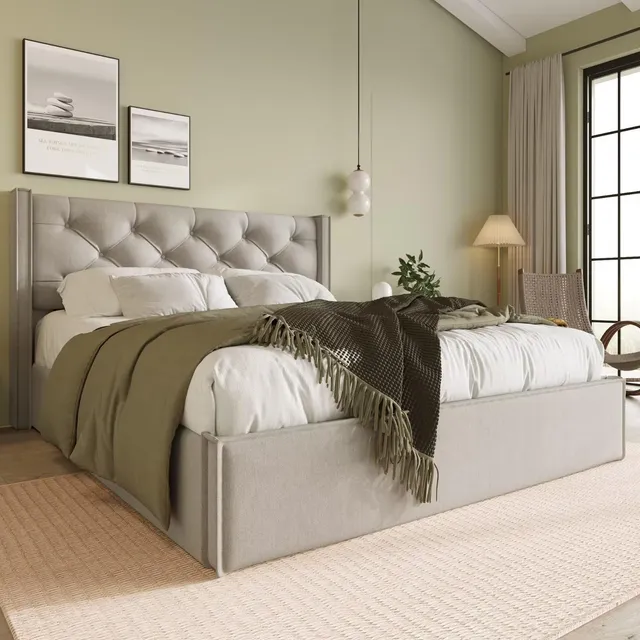 Dolamaní Letto contenitore imbottito 140x200 grigio chiaro