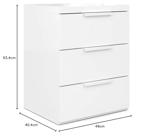 Composad comodino 3 cassetti bianco laccato stretto