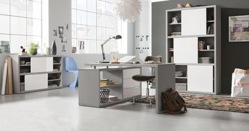 Composad Pratico Mobile Ante Scorrevoli Cemento Bianco 140 cm